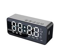 Agwuoetr G50 Wireless Bluetooth Speaker with Alarm Clock FM Mini Card Temperature Display Mirror Audio Black High Guality