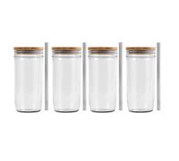 Agwuoetr Glass Bottle Bamboo Lids 24Oz Glass Tumbler Cup With Bamboo Lid And Straw Wide Mouth Jar For Smoothies, Juice, Tea, Iced Coffee