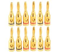 Agwuoetr Gold-Plated Banana Plug or Connector (Open Screw Type) (6 Pairs (12 Plugs)) Audio Plug Speaker Wire Connector