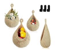 Agwuoetr Handwoven Boho Wall Hanging Basket for Fruit Vegetable Hanging Baskets Storage Organizer Decorative Hanging Wall Basket Brown
