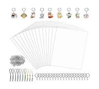 Agwuoetr Keychain Set -15 Printable Shrink Sheets, 20 Keychains, 100 Split Jump Rings And 5 Lobster Clips DIYCrafts For Kids Easy Install Easy To Use