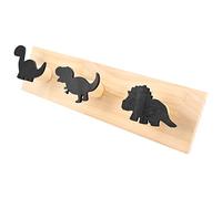 Agwuoetr Kids Dinosaur Wall Mounted Coat Hooks Wooden Door Hanger for Bedroom Nursery Playroom Decorations -Black