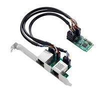 Agwuoetr M.2 to Dual Port 2.5G Gigabit Network Card 2 RJ45 Ports 2500 Mbps 1000M B/M Key Slot, 2242 Size