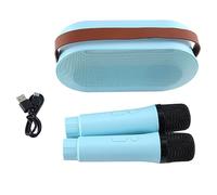 Agwuoetr Mini Karaoke Machine, Portable Bluetooth Speaker Set with 2 Wireless Microphone with LED Lights (Blue) Easy to Use