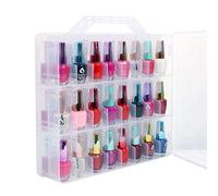 Agwuoetr Nail Polish Organizer Holder,Portable Universal Clear Double Side Organizer and Thread Storage Case for 48 Bottles Adjustable Dividers Space Saver