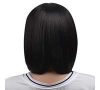 Agwuoetr Natural Short Straight Bob Wig Synthetic Hair For Women 40cm Heat Female Fake Hair With Bangs Mapof Beauty Short Hair Wig Black