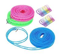 Agwuoetr Pack of 3 Non-Slip Washing Line, 3/5 / 8 M with 24 Clothes Pegs with Hooks for Garden, Travel,Motorhome or Caravan Spare Parts