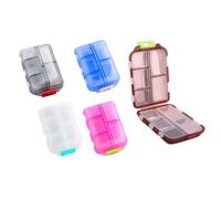 Agwuoetr Pack of 5 Travel Pill Box Medicine Box Seven-Days 10 Compartments with Labels, for Pocket Purse