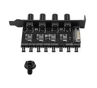 Agwuoetr Pc 8 Channels Fan Hub 4 Knob Cooling Fan Speed Controller For Cpu Case Hdd Vga Pwm Fan Pci Bracket Power By 12V Fan Control