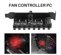 Agwuoetr Pc 8 Channels Fan Hub Cooling Fan Speed Controller for CPU Case HDD VGA PWM Fan PCI Bracket Power By 12V Fan (SATA)