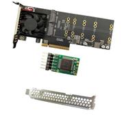 Agwuoetr PCIe 3.0 X8 to M.2 NVMe SSD Expansion Card Quad 4-Bay with Cooling Fan PLX8747 Chip Split-Free, with Compatible Module