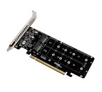 Agwuoetr PCIE 4.0 Dual-Disk PCIeX16 to M.2 M-Key NVME SSD Expansion Card,Supports 4 NVMe M.2 M Key 2280 SSD