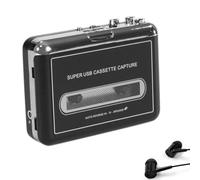 Agwuoetr Portable Stereo USB Cassette Player Black Cassette Tape to MP3 Converter Recorder with Loudspeaker Capture Audio Music Player