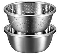 Agwuoetr Rice Washing Sieve Set Basin Capacity with Mixing Bowl for Washing Vegetables, Fruit and Rice and for Draining Cooked Pasta