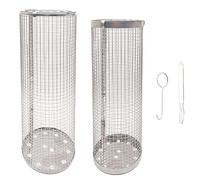 Agwuoetr Rolling Grilling Baskets BBQ Basket for Outdoor Grill Bbq Large Stainless Steel Mesh Net Tube Round Cage Wire Barbecue Cylinder