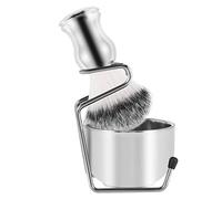 Agwuoetr Shaving Set Soap Bowl + Shaving Brush + Stand Holder, Stainless Steel + Nylon Brush Kit Pure Hair Shaving Brush Kit