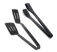 Agwuoetr Silicone Kitchen Tongs Spatula Tongs Set with Stainless Steel Core for BBQ Clamp, Flipping Fish, Fried Steak Clamp Easy to Use Black