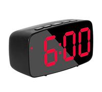 Agwuoetr Smart Digital Alarm Clock Bedside,Red LED Travel USB Desk Clock with 12/24H Date Temperature Snooze for Bedroom,Black