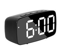 Agwuoetr Smart Digital Alarm Clock Bedside,White LED Travel USB Desk Clock with 12/24H Date Temperature Snooze for Bedroom,Black
