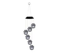 Agwuoetr Solar LED Wind Chime Lamp Paws Print Solar Wind Chime Dog Solar IP65 Waterproof Hanging
