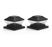Agwuoetr Solar Post Cap Lights Outdoor - 2 Pack 2 Modes Solar Deck Fence Lights, IP65 Waterproof Solar Powered Light Posts Black