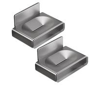Agwuoetr Space Aluminum Wall-Mounted Soap Holder Storage Rack Soap Dish Drain Box Bathroom Organizer No Drilling 2Pcs