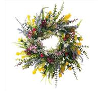 Agwuoetr Spring Wreaths for Front Door 18in Outside Welcome Summer Flowers Weatherproof Greenery All Seasons Round Wreaths