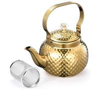Agwuoetr Stainless Steel Teapot with Infuser 1.2 L,Kettle Teapot with Removable Filter-for Filtering Tea or Other Teas High Guality Gold