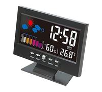 Agwuoetr Temperature and Humidity Colour Screen Desk Clock, Wireless Weather Projections LCD Backlit Alarm Clock Sound