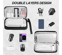 Agwuoetr Travel Cord Organizer Bag Water Double Layers Pouch Carry Case for Cord,Phone,Charger