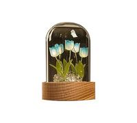 Agwuoetr Tulip Night Light Handmade DIY Material Tulip Girl Living Room Night Light Desktop Light Blue