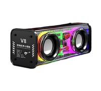 Agwuoetr V8 Transparent Bluetooth Speakers RGB Light Wireless Outdoor Sports Bluetooth Audio Subwoofer Speaker-Black