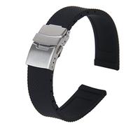 Agwuoetr Watch Bands Sport Black Silicone Rubber Watch Strap Deployment Buckle Waterproof 20 mm