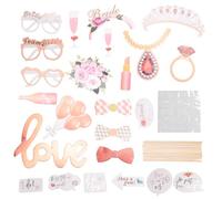 Agwuoetr Wedding Photo Props Rose Gold,23 Pcs Hen Photo Booth Props,Team Bride Selfie Props,Hen Do Selfie Props, Hen Night
