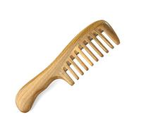 Agwuoetr Wide Tooth Natural Sandalwood Hair Comb- No Static Wooden Detangling Comb with Smooth Handle for Thick Curly Wavy Hair