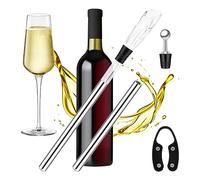 Agwuoetr Wine Cooler Set 4-In-1 Premium Wine Cooling Stick Bottle Cooler Decanter Wine Accessories Stainless Steel Bottle Wine Cooling Stick + Decanter Aerator + Pourer for Men Women Wine Lovers