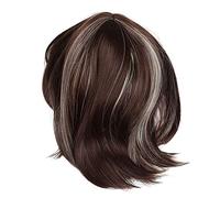 Agwuoetr Women Cosplay Wig Medium Haired Medium Long Hair with Mixed Gold Fringe + Brown