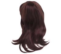 Agwuoetr Women Hair Wigs Ladies Daily Natural Wave Dark Brown Side Parting Synthetic None Lace Wigs with Bangs