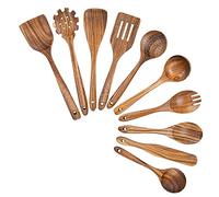 Agwuoetr Wooden Cooking Utensils, Kitchen Utensils Set with Teak Wood Spoons and Wooden Spatula for Cooking