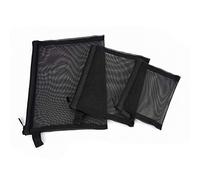 Agwuoetr Zipper Mesh Bags, Pack of 3 (S/M/L), Beauty Makeup Cosmetic Accessories Organizer, Travel Toiletry Kit Set Storage Pouch, Black