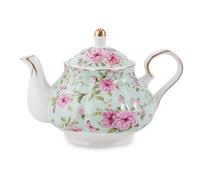 Agyiuns Flower Ceramic Teapot,22oz Porcelain Tea pot for Tea Coffee Milk for Office Home Men Women as Gift (Green)