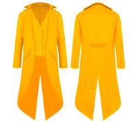 AGYMNX Medieval Jacket Men's Gothic Clothing Steampunk Tailcoat Vintage Coat Retro Frock Coat Jacket Victorian Carnival Costume Cosplay Halloween Fashing Tuxedo Costume, yellow, S