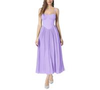 AGYMNX Women Dress V-Neck Bustier Sleeveless Halter Ladies Elegant Waist and Knee A-Line Dresses Cocktail Party Beach Evening Spring Summer Light Purple M