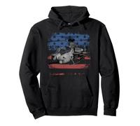AH-1 Cobra Attack Helicopter Military Distressed US Flag Pullover Hoodie