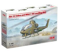 Ah-1G Cobra Helicopter And M8A1 US Landing Mat 1:48 Plastic Model Kit ICM