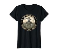 AH-64 Apache Helicopter Diplomacy Military Aviation Joke Value Graphic T-Shirt, Women, Black, XL