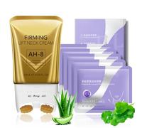 AH-8 Firming Neck Cream & Polypeptide Neck Masks Duo - Neck Firming Cream with Roller for Older Women, Moisturizing Neck Cream with Hexapeptide-8, Firm and Lift Sagging Skin (120g + 5Pcs)