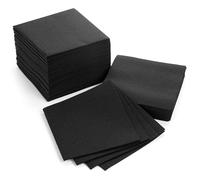 AH AMERICAN HOMESTEAD Cocktail Napkins-Disposable Beverage/Bar Napkins-Black Linen-Like Square Napkins-Eco-Friendly & Compostable-Everyday Use, Party or Wedding 4.75inch x 4.75inch (100 Count, Black)