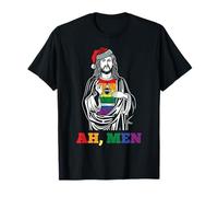 Ah Men Christmas Funny LGBT-Q Pride XMas Jesus Gay Christian T-Shirt