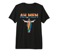 Ah-Men Funny Gay Pride Rainbow Jesus Graphic Premium T-Shirt